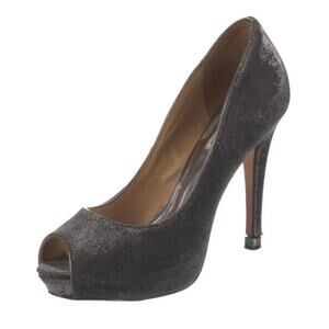 Badgley Mischka Monili gray glitter peep toe pumps Size 7.5
